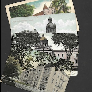 KINGSTON Ontario 4 Cartes postales anciennes 1908-1912 Hôpital - Hôtel de ville - Palais de justice - Hôtel de l'Ontario Queen's University