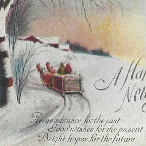 Carte postale ancienne du Nouvel An, 1919