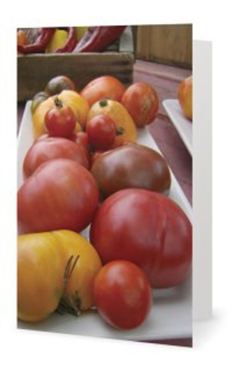 Food Photography Heirloom Tomato Platter Blank Note Card Kitchen Art Summer Bounty Colorful Tomatoes image 3