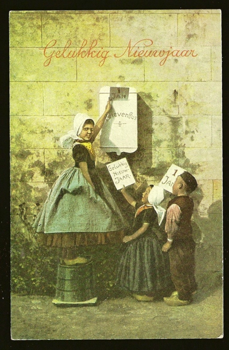 Dutch Antique New Years Postcard Gelukkig Nieuwjaar - Etsy