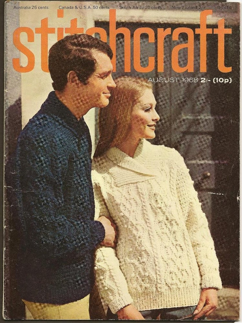 STITCHCRAFT Magazine August 1968 Fashions for late Holidays and early Autumn great vintage designs