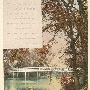 Messe de la Concorde sur le pont Old North Bridge avec vers Emerson Carte postale ancienne inutilisée