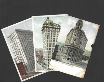 PITTSBURG Buildings - Trio of Antique Postcards - 1911-1914 - Wabash RR Station - T J Keenan Building - Frick Building and Court House