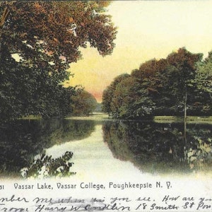 Vassar Lake Vassar College POUGHKEEPSIE New York UDB Carte postale ancienne 1907 The Rotograph Co Publisher