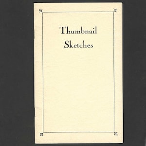 May include: A rectangular card with the words "Thumbnail Sketches" in black text. The card has a cream-colored background with a black border and decorative corner elements. The card is vertically oriented.