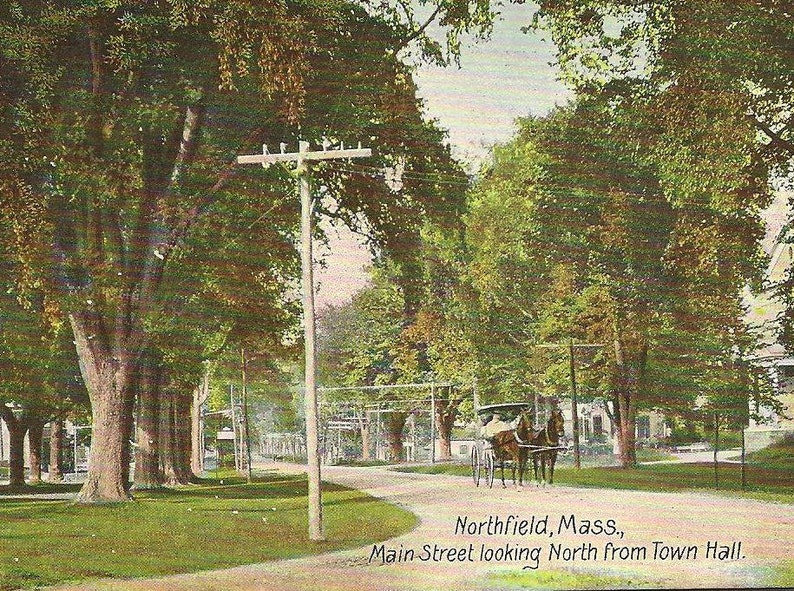 NORTHFIELD Massachusetts Vintage Postcard Main Street Looking North from Town Hall 1909 image 1