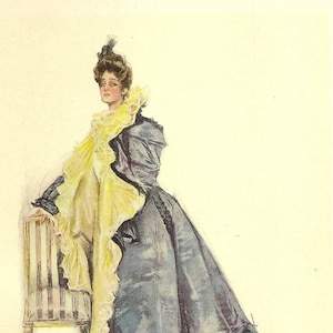 Christy Girl American Girl Victorian Lady At The Opera Color Antique Litho 1906 The American Girl Howard Chandler Christy
