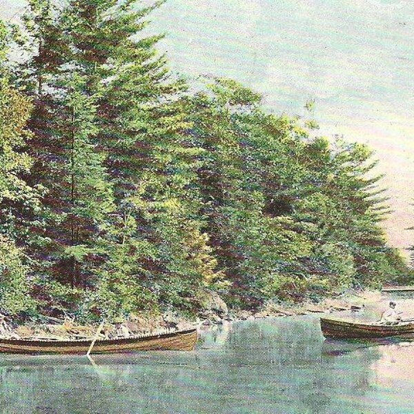The Lost Channel 1000 Islands Ontario Canada Canoes on the River 1907 Antique Postcard