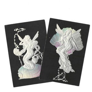 Cameo-Like Fairies Pair of Unused Antique Postcards PFB Paul Finkenrath 1900 PFB Series 8120 - Delicate Accent of Pink and Blue