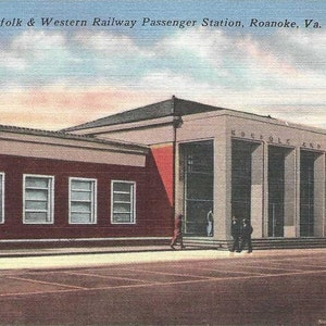 Norfolk and Western Railway Station ROANOKE Virginie Carte postale en lin vintage non utilisée