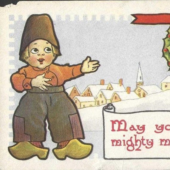 Carte postale avec image hivernale dessinée à la main par Peigne @1910 Carte postale avec image hivernale dessinée à la main par Peigne @1910