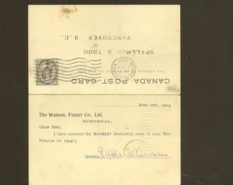 Canada UY24 (A) Intact Reply Card Cancelled 1904 Montreal Great Piece of Seldom Found Canadian Postal History