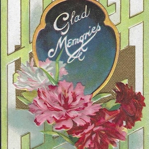 Oeillets sur une carte postale ancienne de 1911 souvenirs heureux, Toledo, Iowa, annulation des fleurs de l'amitié