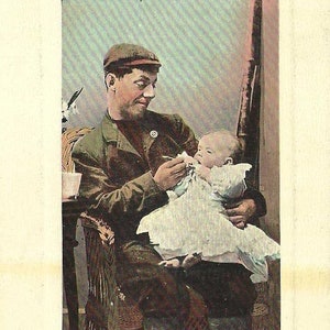 Père et bébé - Carte postale ancienne non utilisée Bamforth Publishing - Le bonheur d'une vie de couple