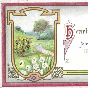 Carte postale ancienne de 1913 Floral Meadow and Pathway, mes meilleurs voeux, mes meilleurs espoirs et de nombreux jours heureux