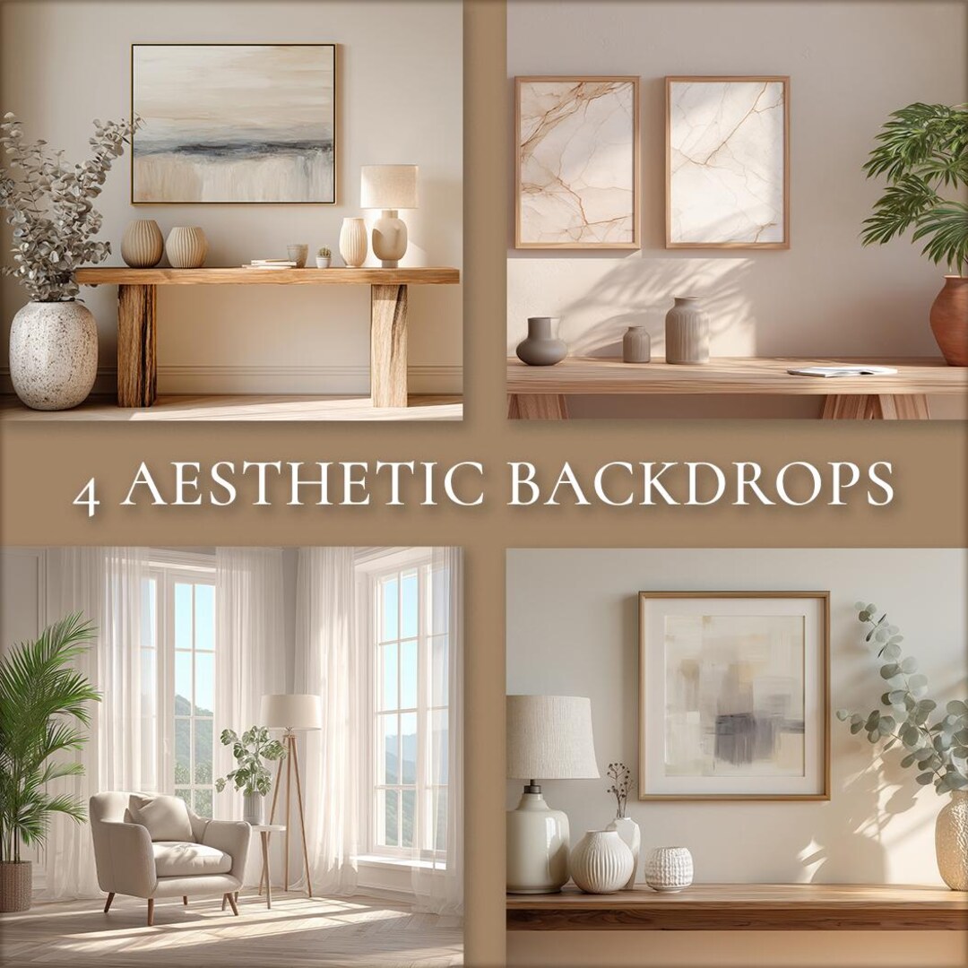 Minimalist Neutral Zoom Background Bundle – 4 Aesthetic Home Office ...
