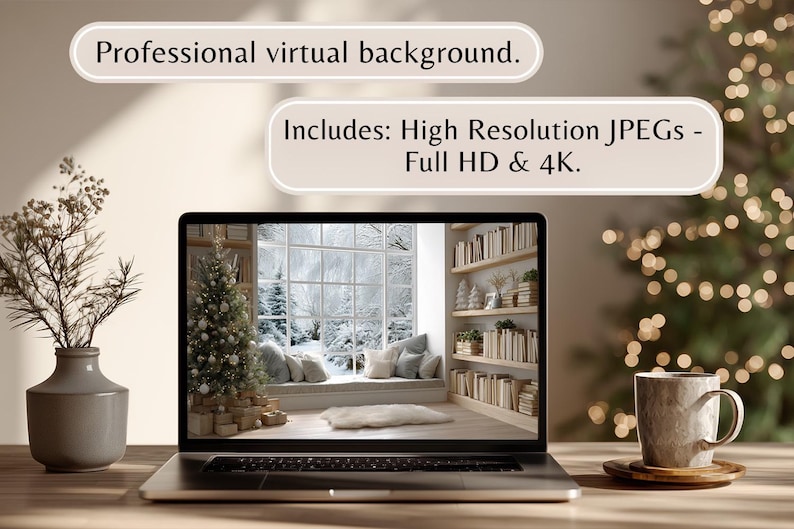Christmas Zoom Background | Cozy Winter Window Scene | Holiday Home ...