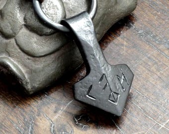 Custom Engraved Small Forged Iron Thor's Hammer Pendant