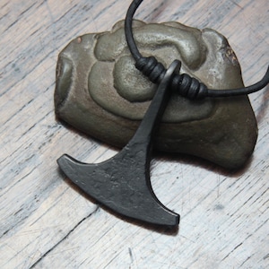 Small Forged Iron Ukonvasara pendant. Finnish Pagan Heathen Ukko Amulet Necklace.