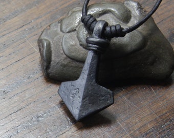 Small Forged Iron Thor's Hammer Mjolnir Pendant