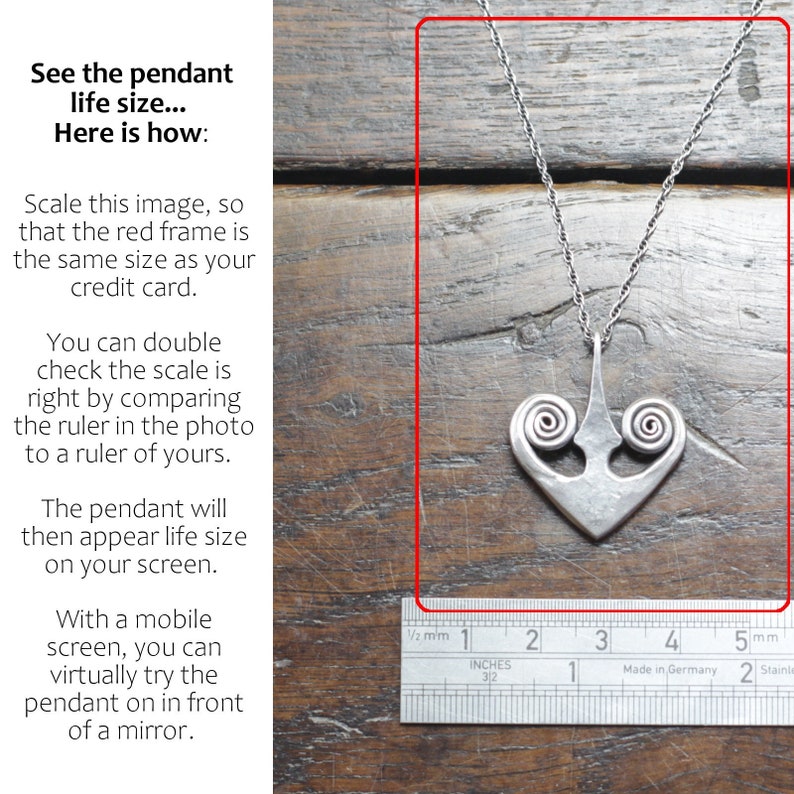 Forged Silver Heart Necklace, customisable with a hand engraving. Individually hand forged out of solid Sterling Silver, 925. image 7