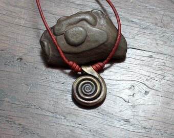 Forged Pure Iron Spiral Pendant