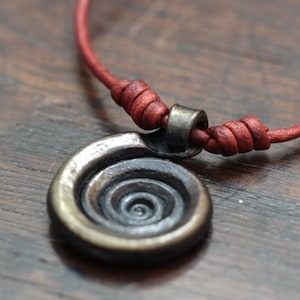 Small Forged Iron Spiral Pendant Necklace. 6th wedding anniversary gift. Adjustable necklace in a gift box. Hand forged out of pure iron. image 4