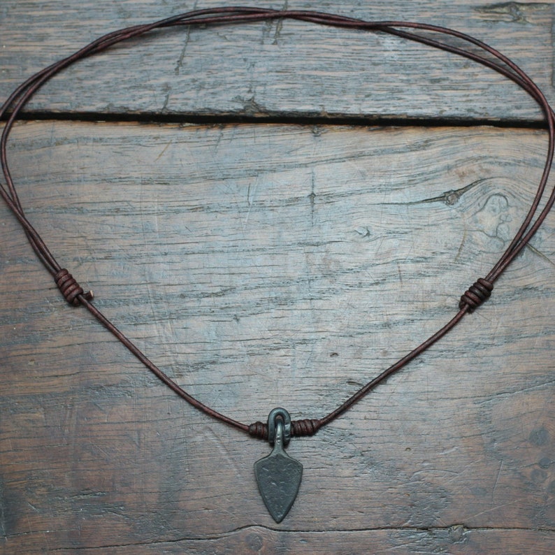 Viking Arrow Head Pendant Necklace. Hand forged pure iron arrow head formed into a pendant. image 3