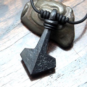 Hand Forged Pure Iron Mjolnir Thors Hammer pendant