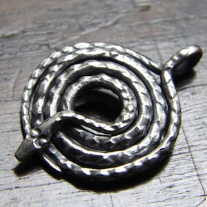 Forged Sterling Silver Snake Viking Pendant