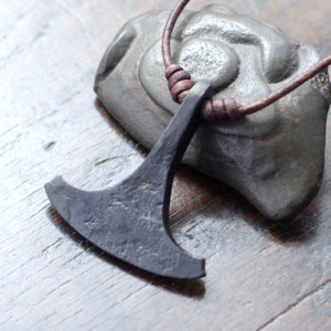 Small Ukonvasara Pendant. Finnish Ukko's Hammer. Ukonkirves. Handforged pure iron. image 1