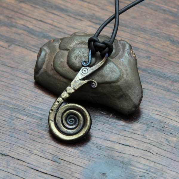Viking Dragon Pendant,  a hand forged Viking style iron dragon necklace