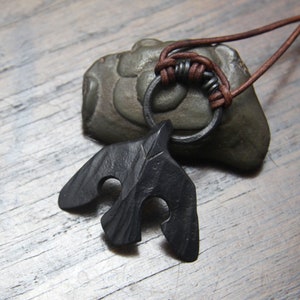 Black Iron Raven Pendant. Hand forged flying raven/crow pendant on adjustable leather necklace. Made out of pure iron. Gift ready. image 8