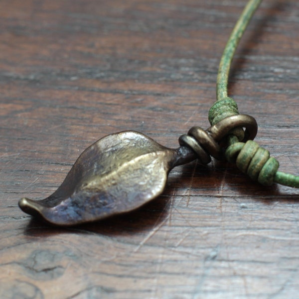 Small Forged Pure Iron Leaf Necklace.  Hand wrought of pure iron. 6th Wedding anniversary gift. Gift box included.