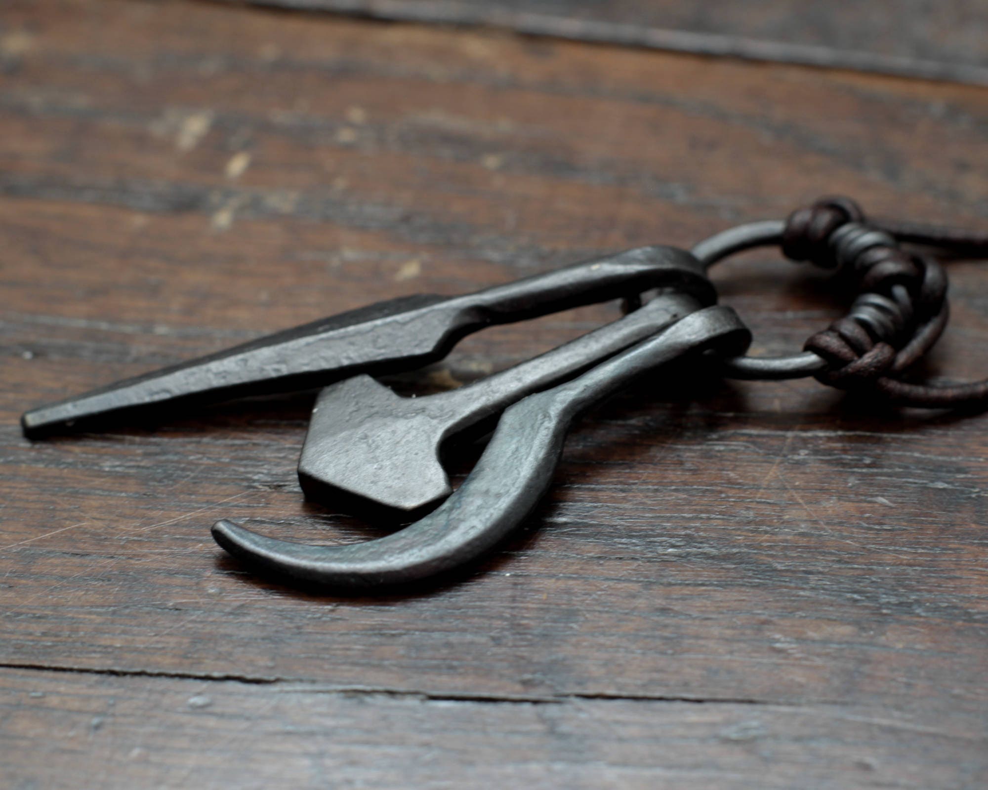 Uppsala Amulet Ring Pendant. Odin, Thor and Freyr Pendant. Hand forge…