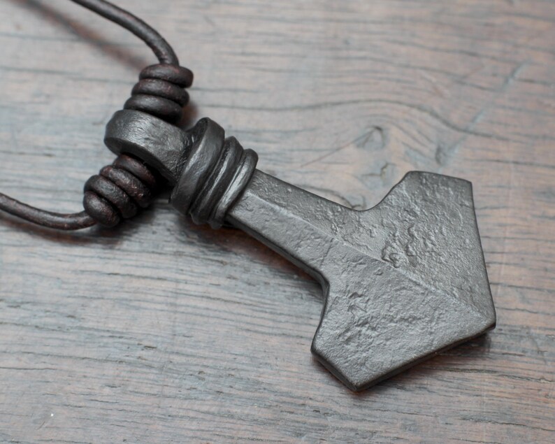 Large Iron Mjolnir Pendant hand Thor's Hammer Etsy
