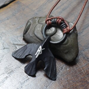 Black Iron Raven Pendant. Hand forged flying raven/crow pendant on adjustable leather necklace. Made out of pure iron. Gift ready. image 9