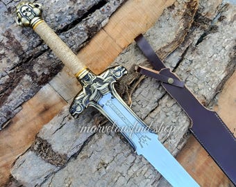 Conan the Barbarian Replica Sword: Handmade Stainless Steel Sword with Leather Sheath