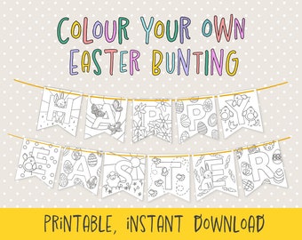 Easter Colour Your Own Bunting - Printable Download