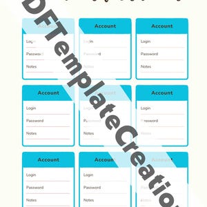 パスワードトラッカーの印刷可能なPDF | ログインオーガナイザーシート | 編集可能なパスワードログ | カスタムカラーオプション
