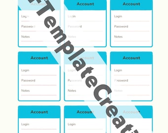 Passwort Tracker PDF | 10 x 10 x 2 cm Bearbeitbares Passwort-Konto | Benutzerdefinierte Farboption