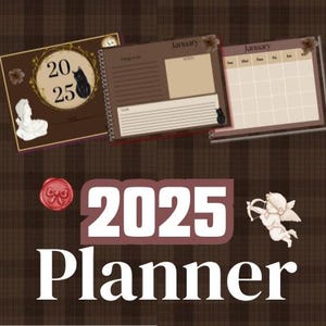 Dark Theme planner - Monthly planner + notes + goals. digital planner template - cute planner Dark Academia planner