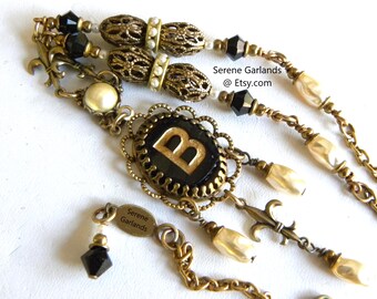 Anne Boleyn Initial B Necklace: Medieval Tudor Pearl Jewelry, Renaissance Fair