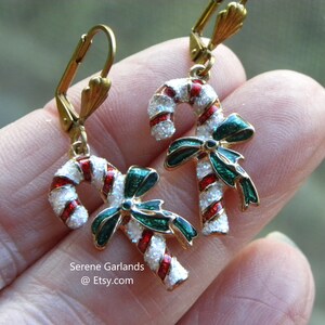 Christmas Earrings with Candy Cane Poinsettia or Jingle Bells, Holiday Cheer Earrings