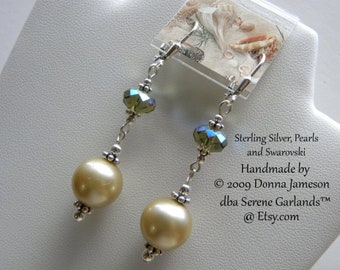 Long Dangle Unique Hoop Earring South Sea Braque Pearl Gemstone 925 Sterling Silver  18K Gold Filled Handmade Jewelry Large Hoop Earring
