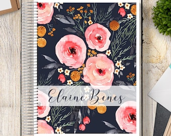 2025-2026 Custom Monthly-Weekly Planner -- Mountain Bouquet Blue