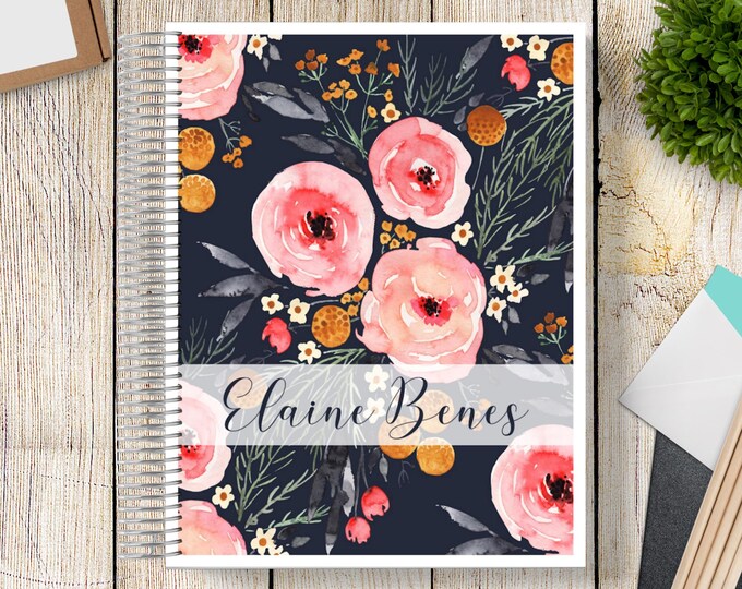 2025-2026 Custom Monthly-Weekly Planner -- Mountain Bouquet Blue