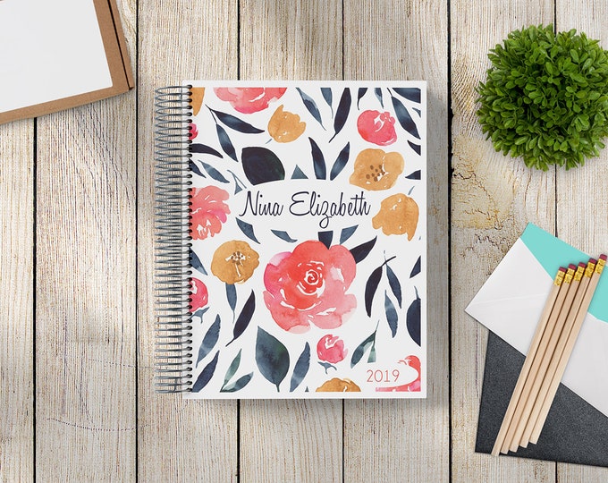 2023-2024 Custom MONTHLY Planner -- Navy Coral Floral