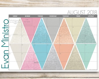 Custom Desk Calendar, Desk Pad, Blotter Calendar, Academic Calendar, Yearly Calendar -- Glitter "Trexagon", PRINT YOUR OWN
