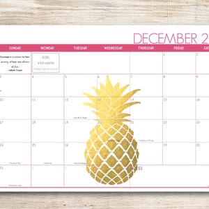 2025 Custom Desk Calendar, Desk Pad, Blotter Calendar - Golden Pineapple -- PRINT YOUR OWN, You choose Starting Month